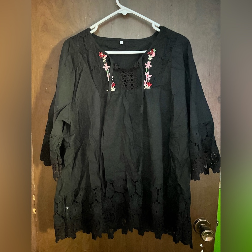 Black Lace Plus Size Shirt